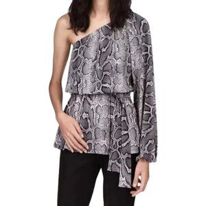 NWT MICHAEL Michael Kors Python Eco Matte Jersey One Shoulder Belted Top